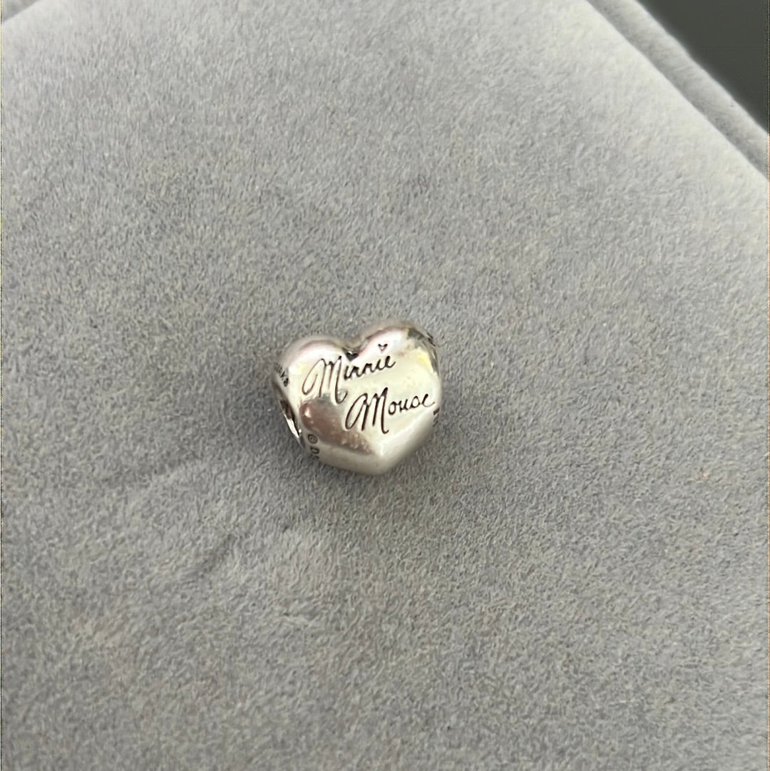 Genuine Pandora Disney Minnie Mouse Autograph Signature Heart Charm