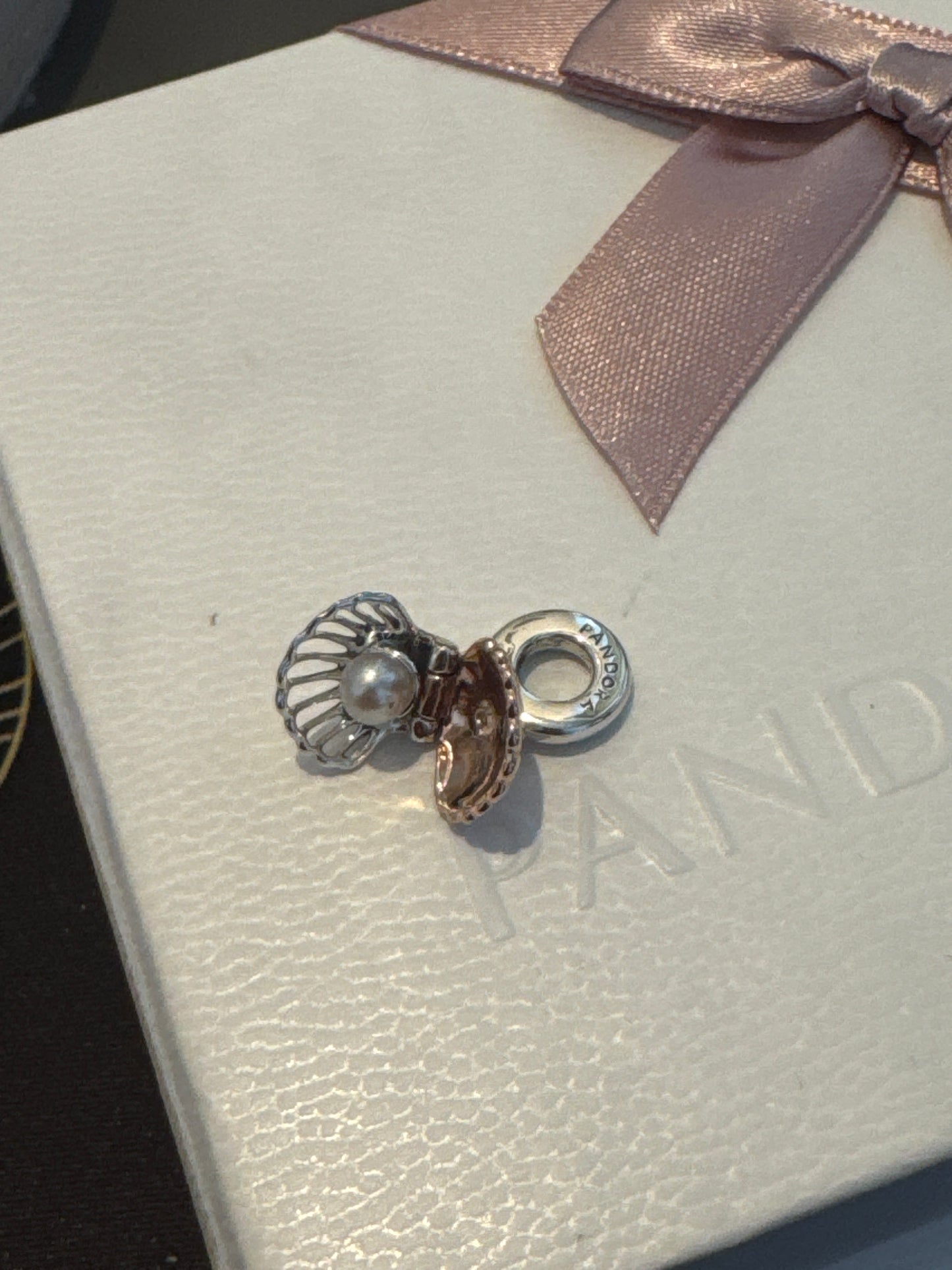 Genuine Pandora Rose Gold Pearl Dangle Rose Gold Club Charm 2023 Club Charm