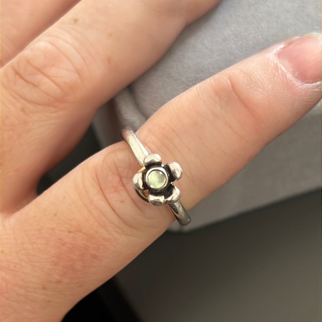 Genuine Pandora Two Tone Topaz Flower Ring With Gold Hoop Size 56 Rare
