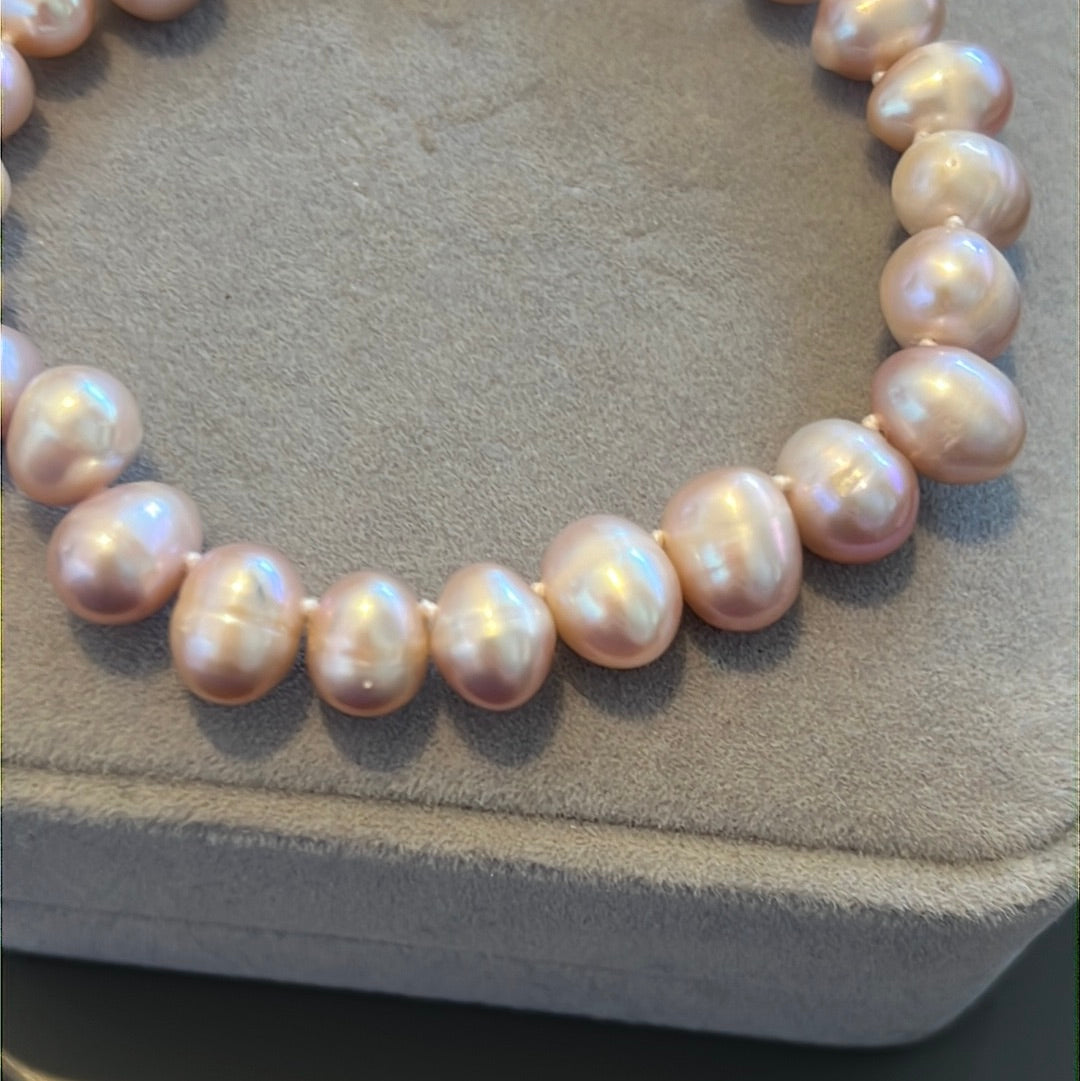 Unbranded Genuine Pink Freshwater Pearl Bracelet with Silver Clasp 19cm