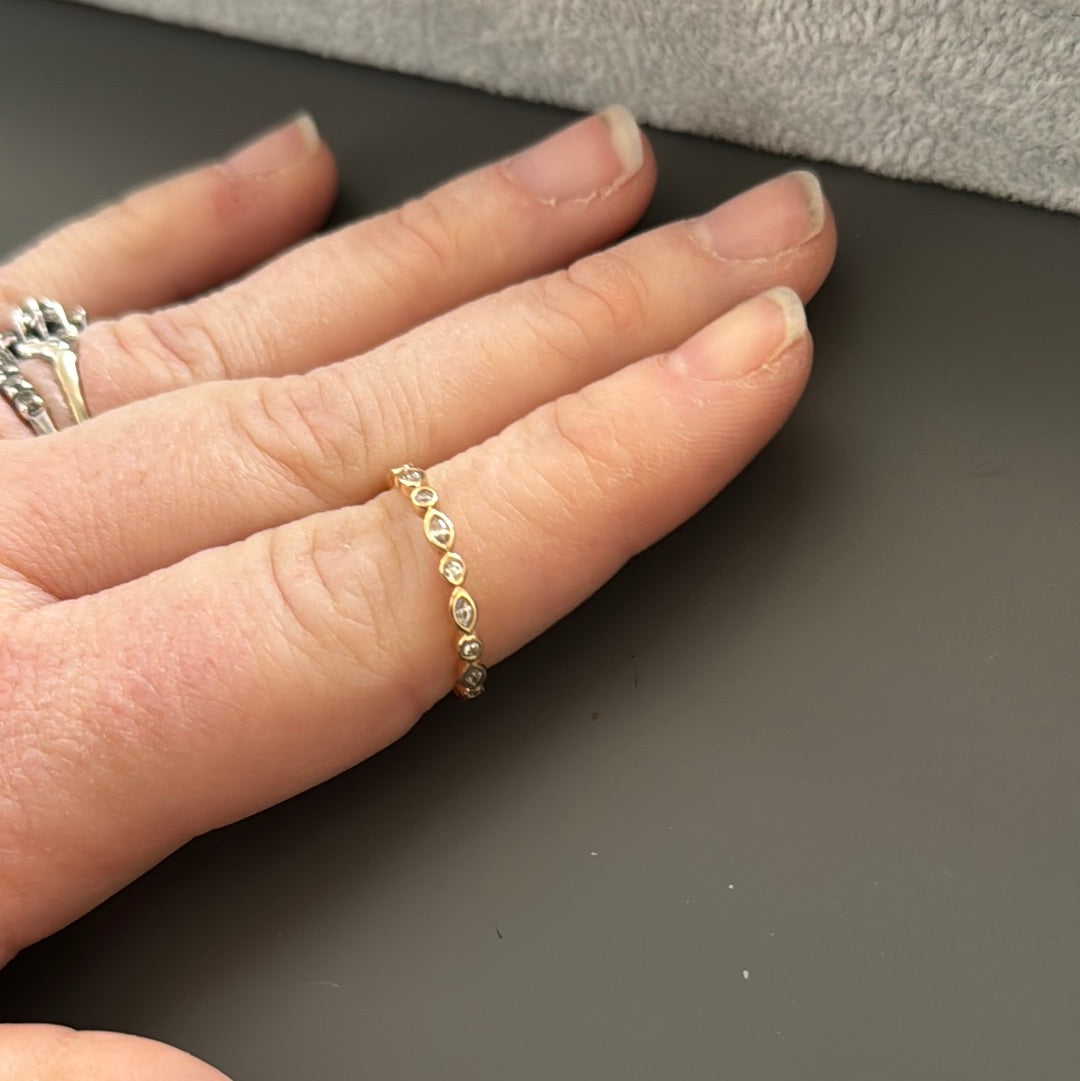 Genuine Pandora Solid Gold G585 Ring 54 Alluring Marquis CZ