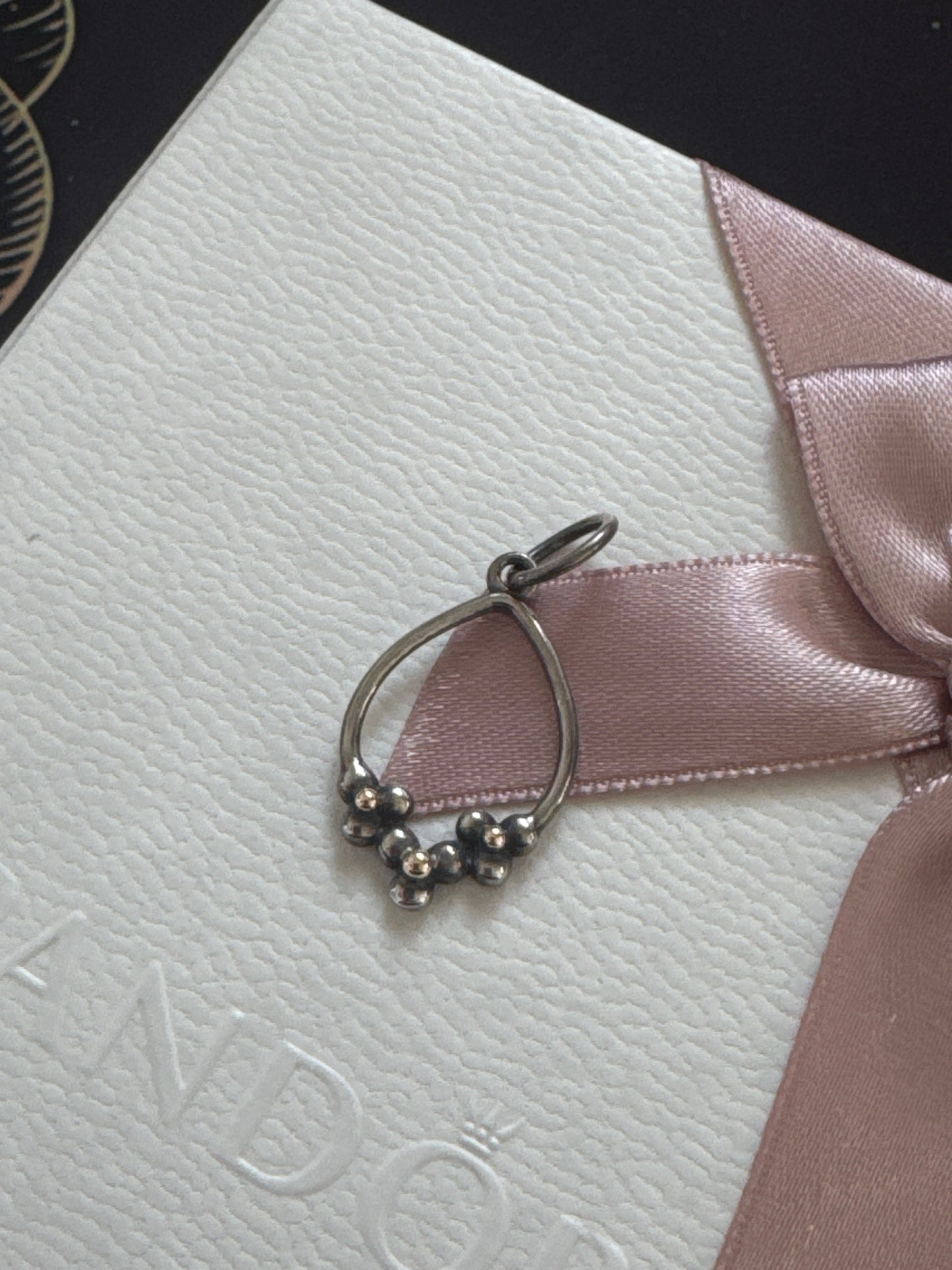 Genuine Pandora Two Tone Rare Flower HTF Pendant Charm