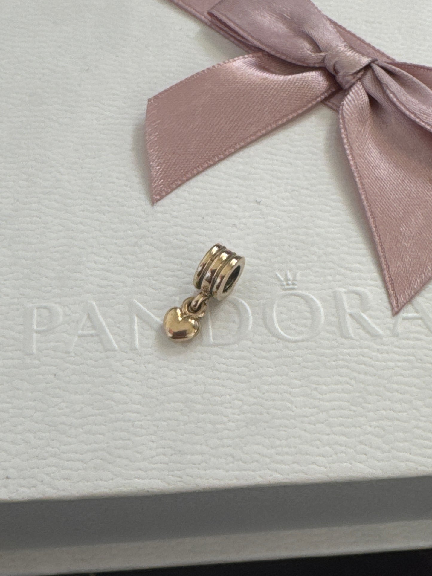 Genuine Pandora Solid 14ct Gold Mini Heart Dangle Charm HTF