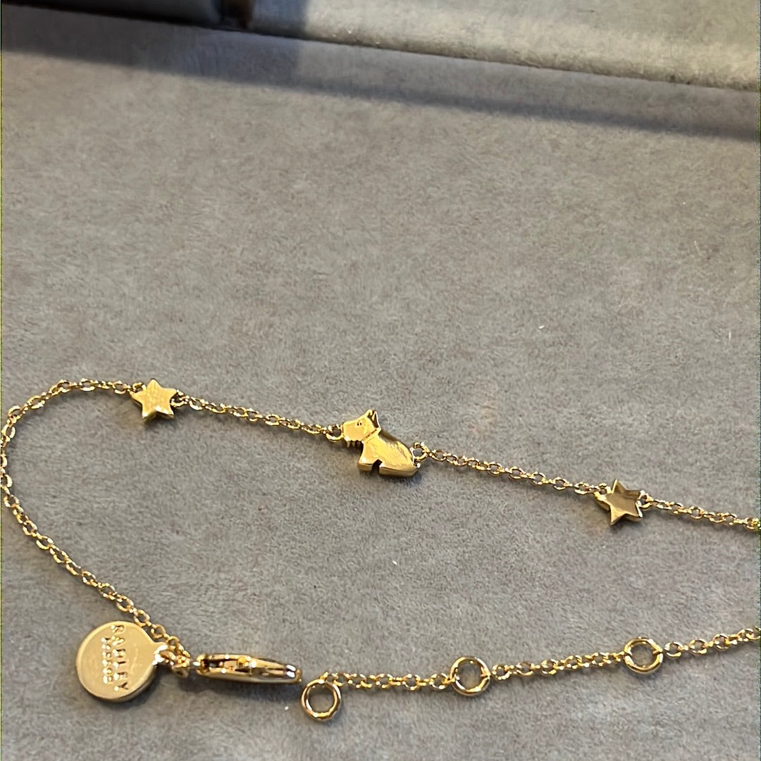 Genuine Radley Gold Plated Dog and Star Bracelet Adjustable Up To 22cm
