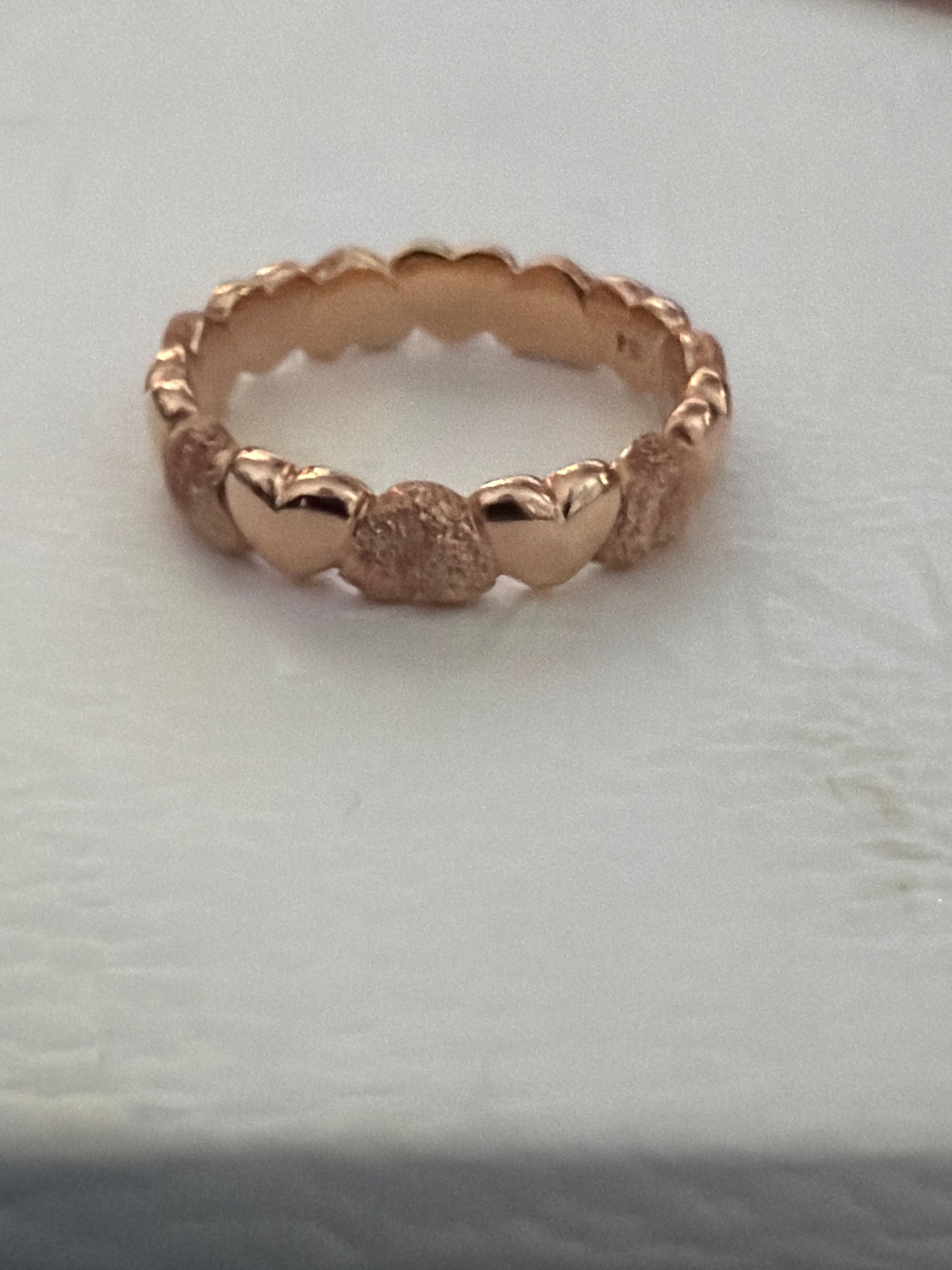 Genuine Pandora Rose Gold Matte Textured Heart Ring
