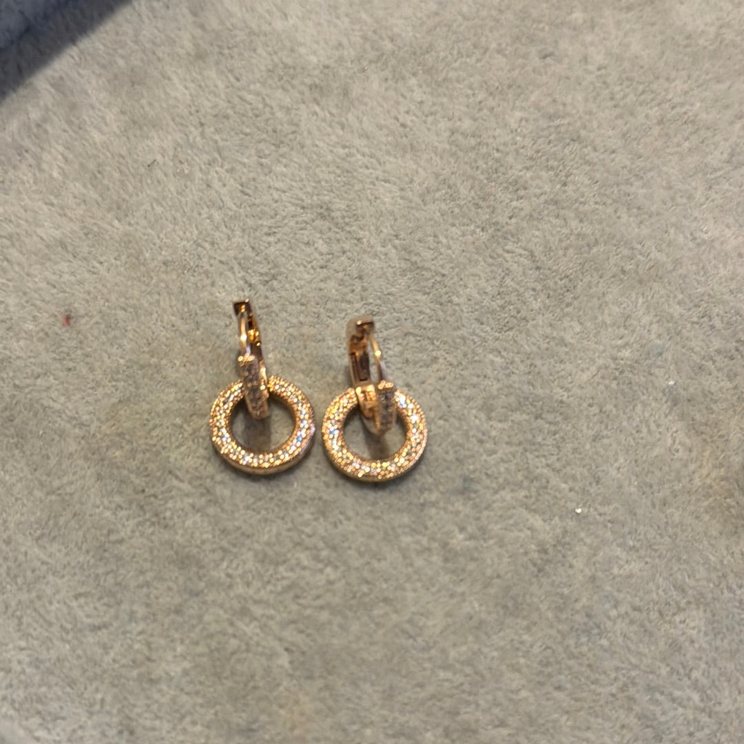 Genuine Pandora Rose Gold Pave Circle Dangle Earrings