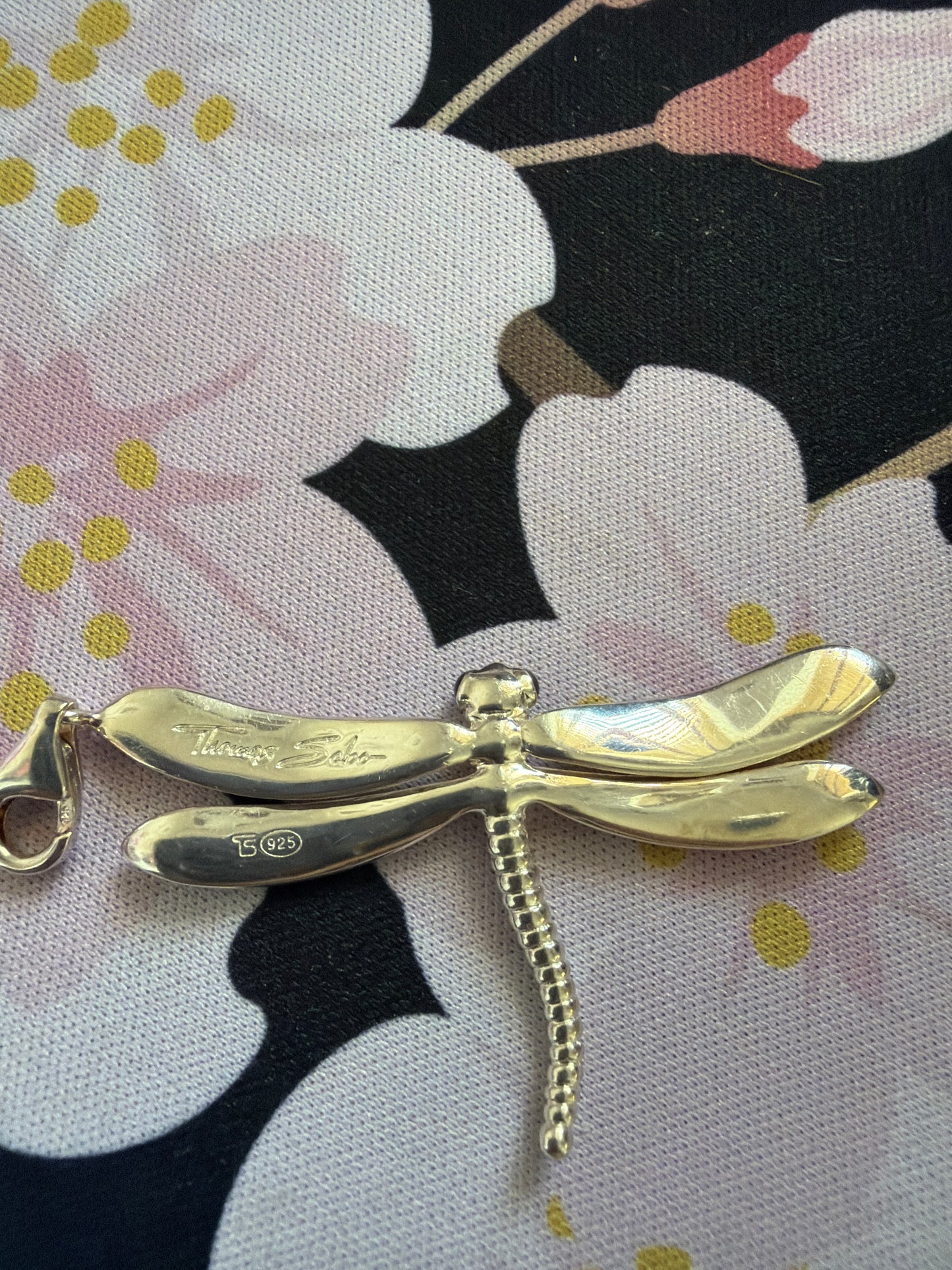 Thomas Sabo Sterling Large Silver Enamel Dragonfly Clip Dangle With Golden Rare