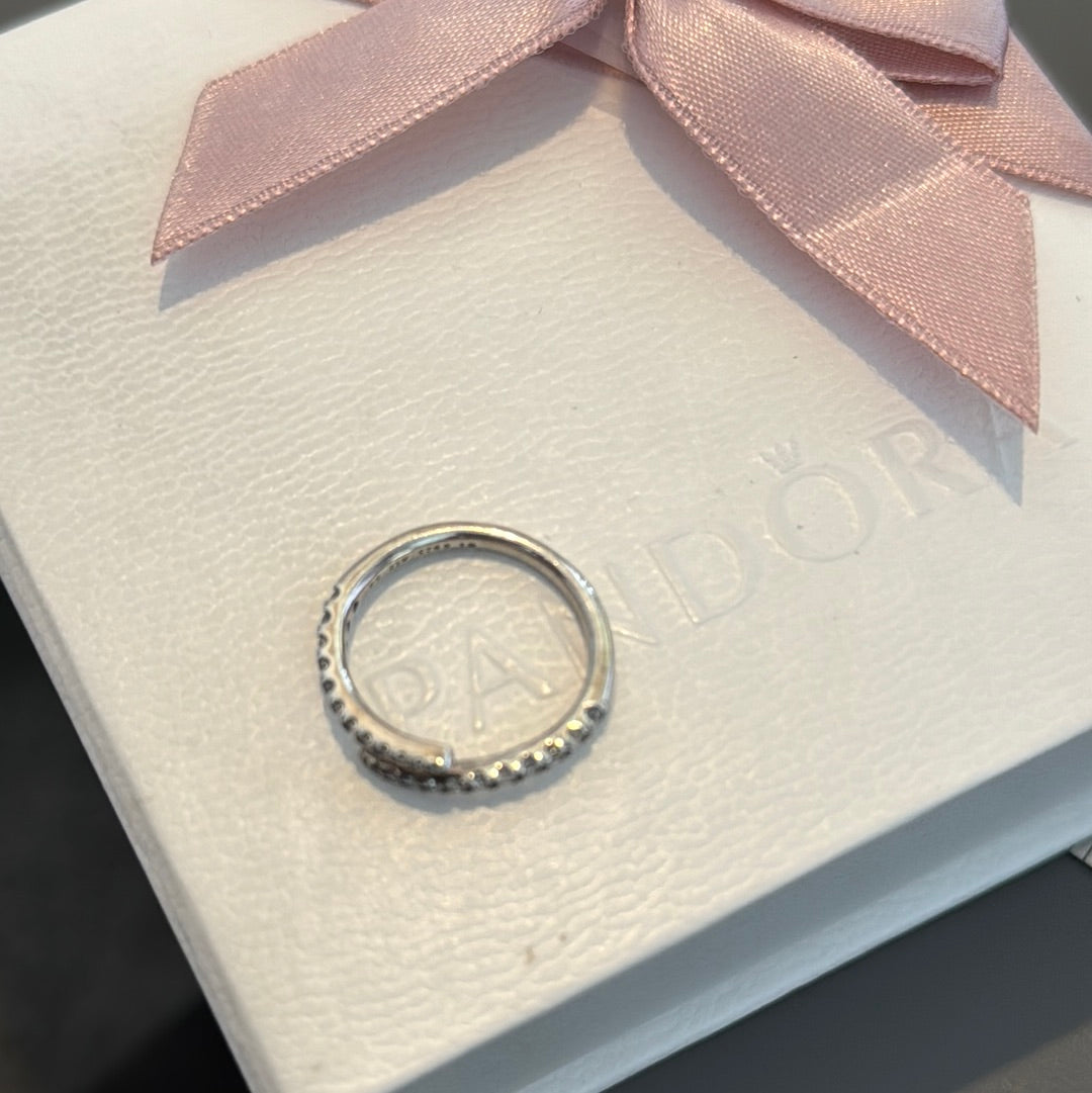Genuine Pandora Pave Line Clear CZ Stone Ring Size 56