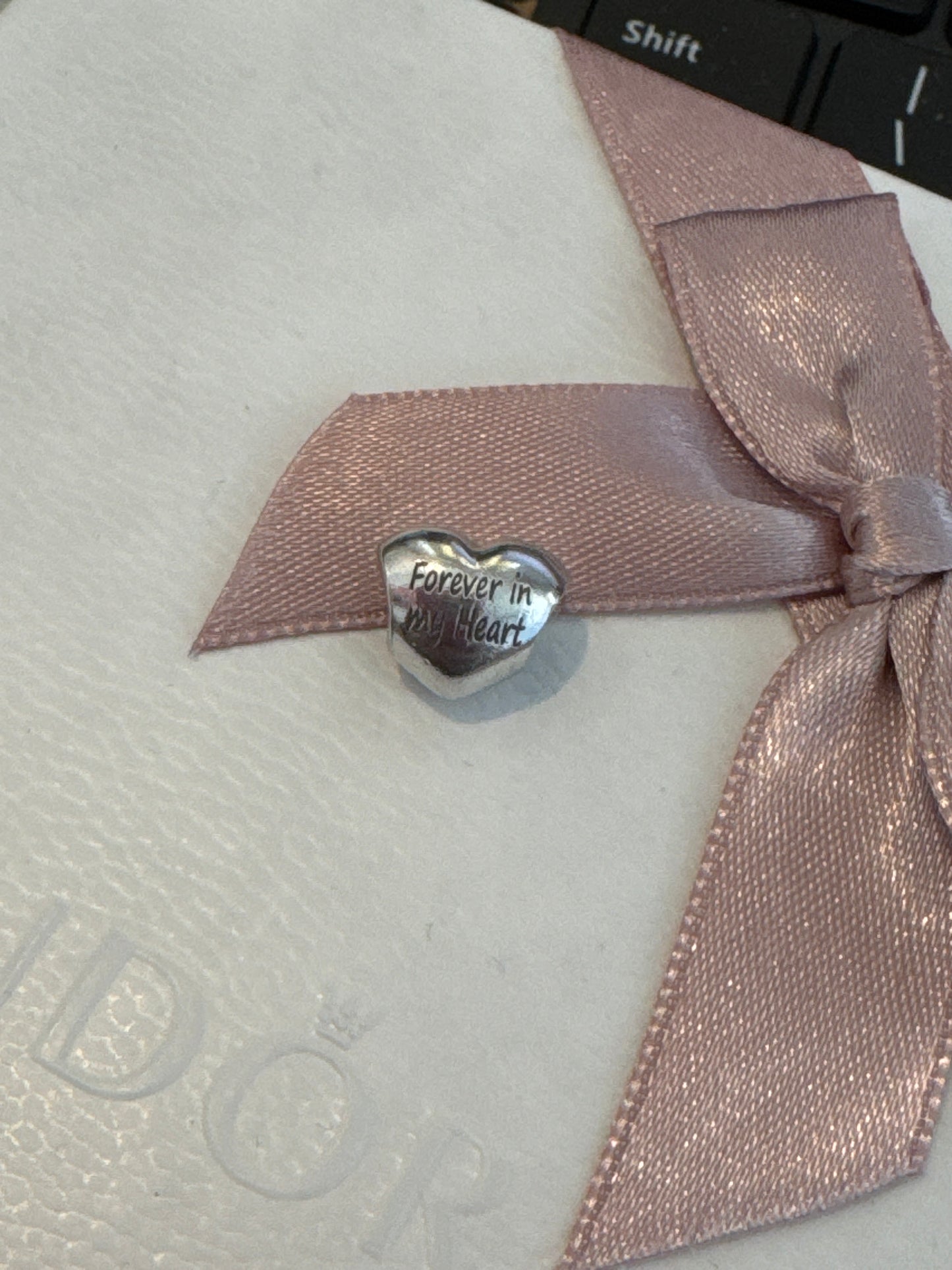 Genuine Pandora Puffed Heart With 'forever in my heart.' & 'I love you' Charm