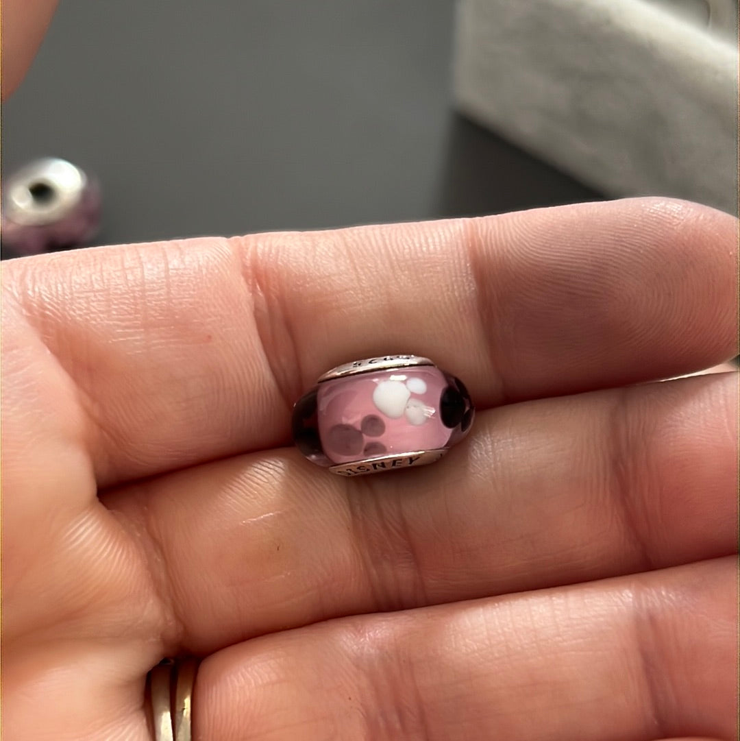 Genuine Pandora Disney Parks Exclusive Minnie & Mickey Mouse Murano Pink