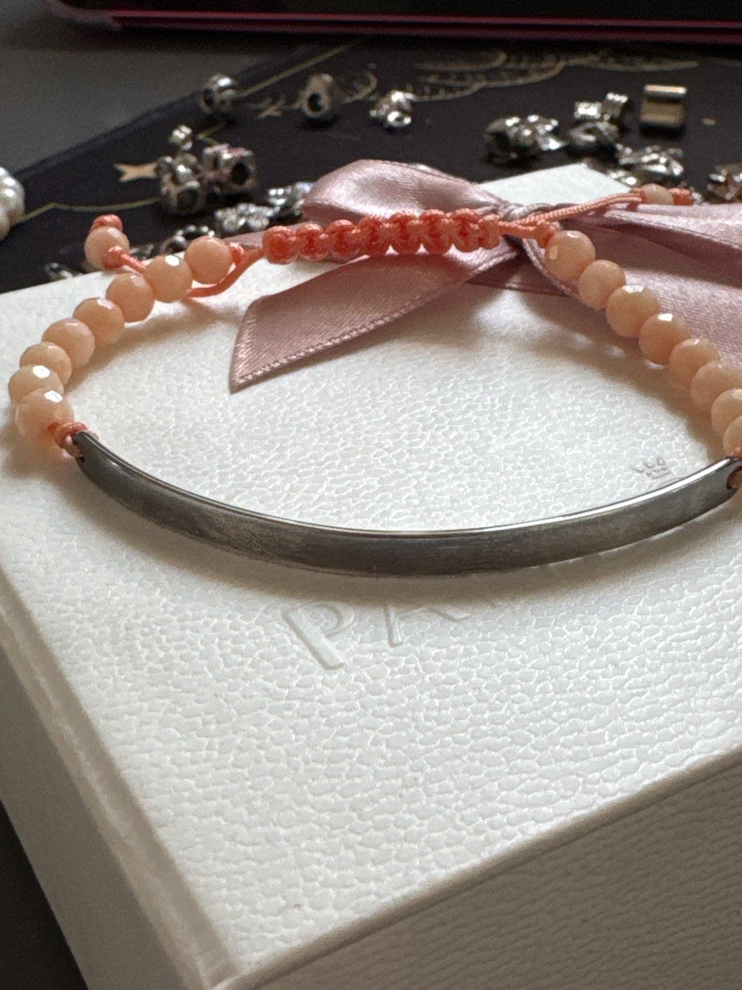 Genuine Thomas Sabo Love Bridge Coral Adjustable Silver Bangle