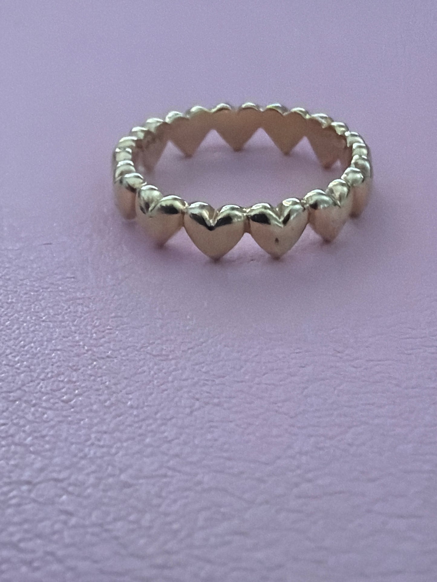 Genuine Pandora Shine Gold Plated Row of Hearts Band Ring 54