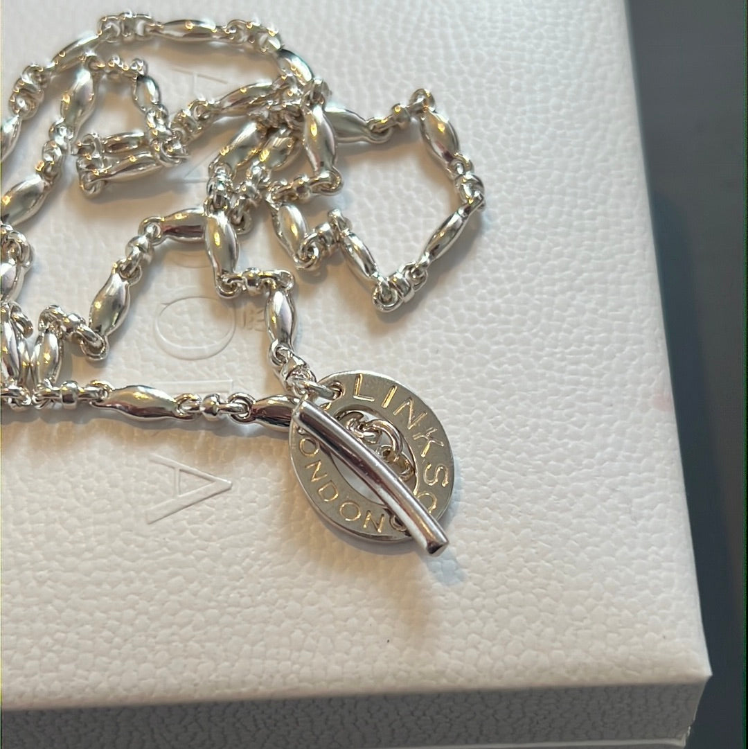 Genuine Links of London T-Bar Clasp Rice Chain Necklace 40cm Short