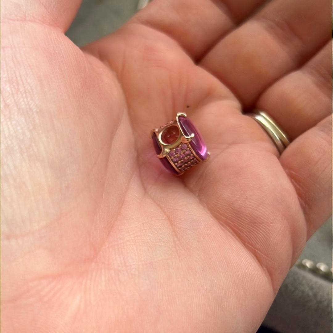 Genuine Pandora Rose Gold Beautiful New Pink Cabochon Pave Charm