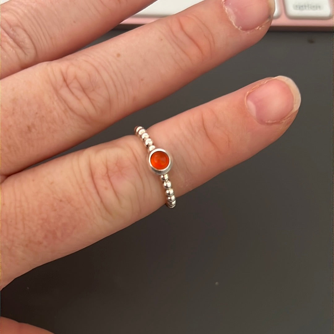 Genuine Pandora Orange Carnelian Rare HTF Beaded Ring 55