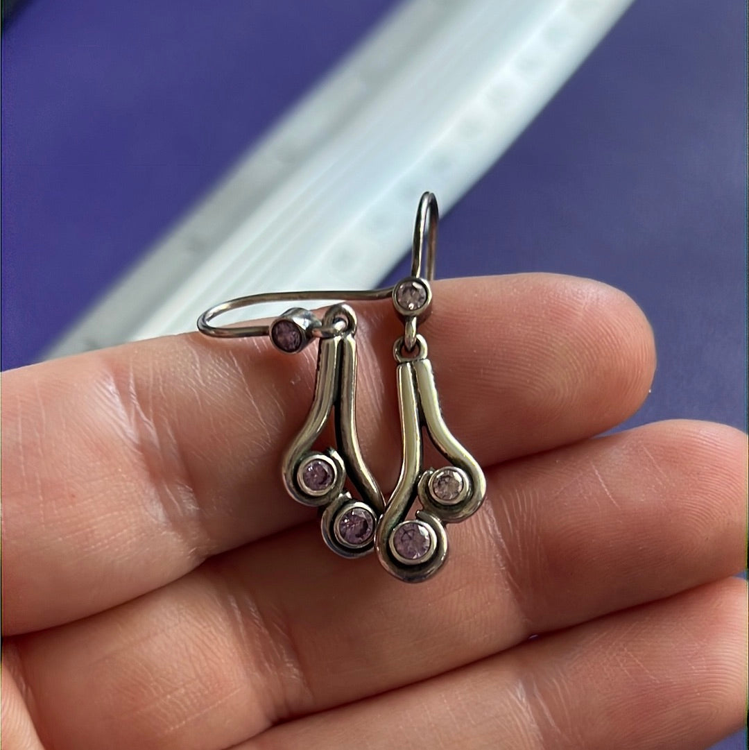 Genuine Pandora Pave Ocean Wave Dangle Earrings Clear RARE HTF