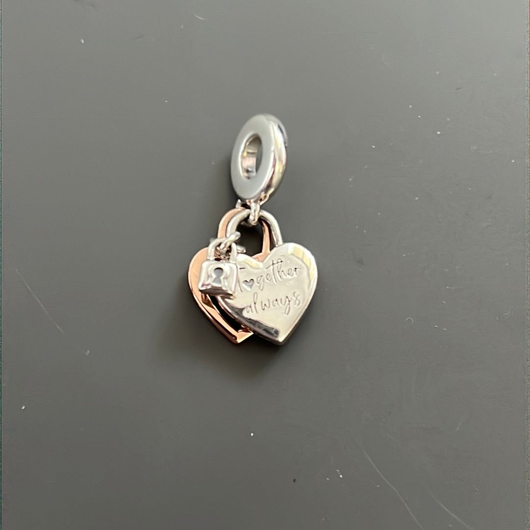 Genuine Pandora Together Always Pave Padlock Rose Gold Dangle Charm