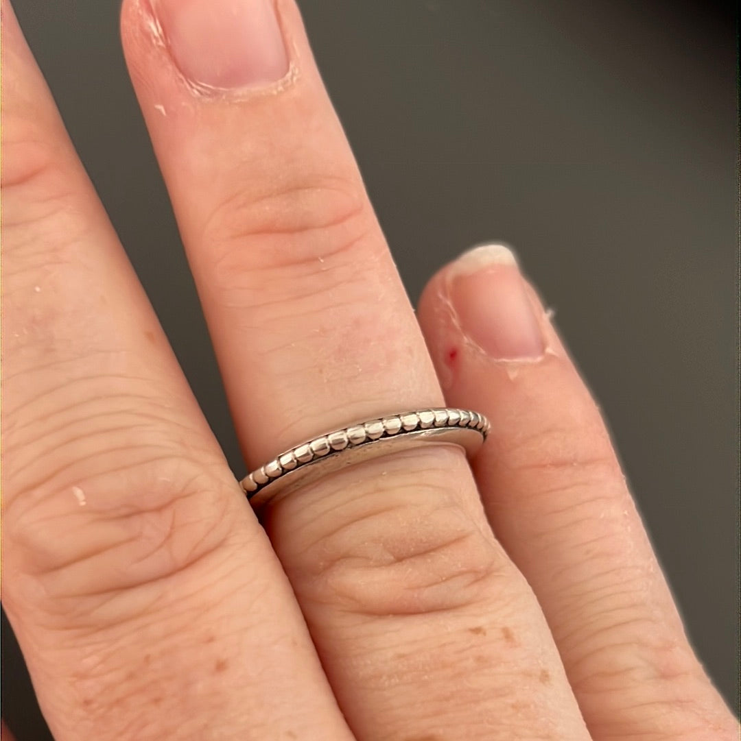 Genuine Pandora Plain Dotted Line Ring RARE HTF 52