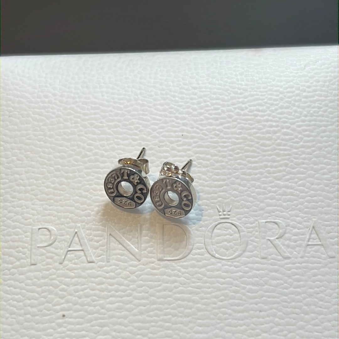 Genuine Tiffany & CO Sterling Silver 1837 Circle Earrings