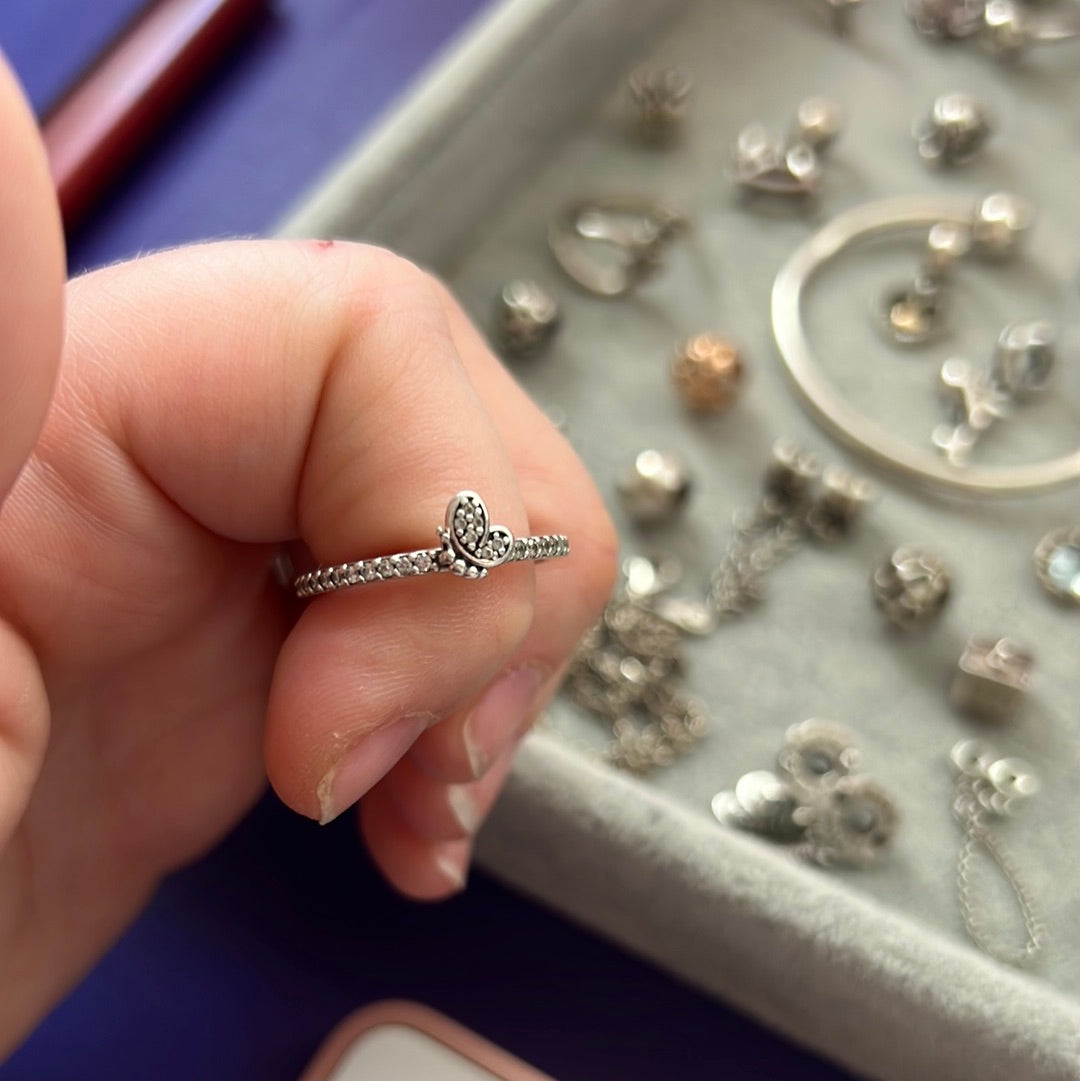 Genuine Pandora Half Pave Butterfly Sparkle Pave Ring 58