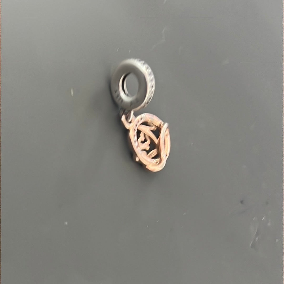 Genuine Pandora Rose Gold Mum Heart Pave Dangle Charm