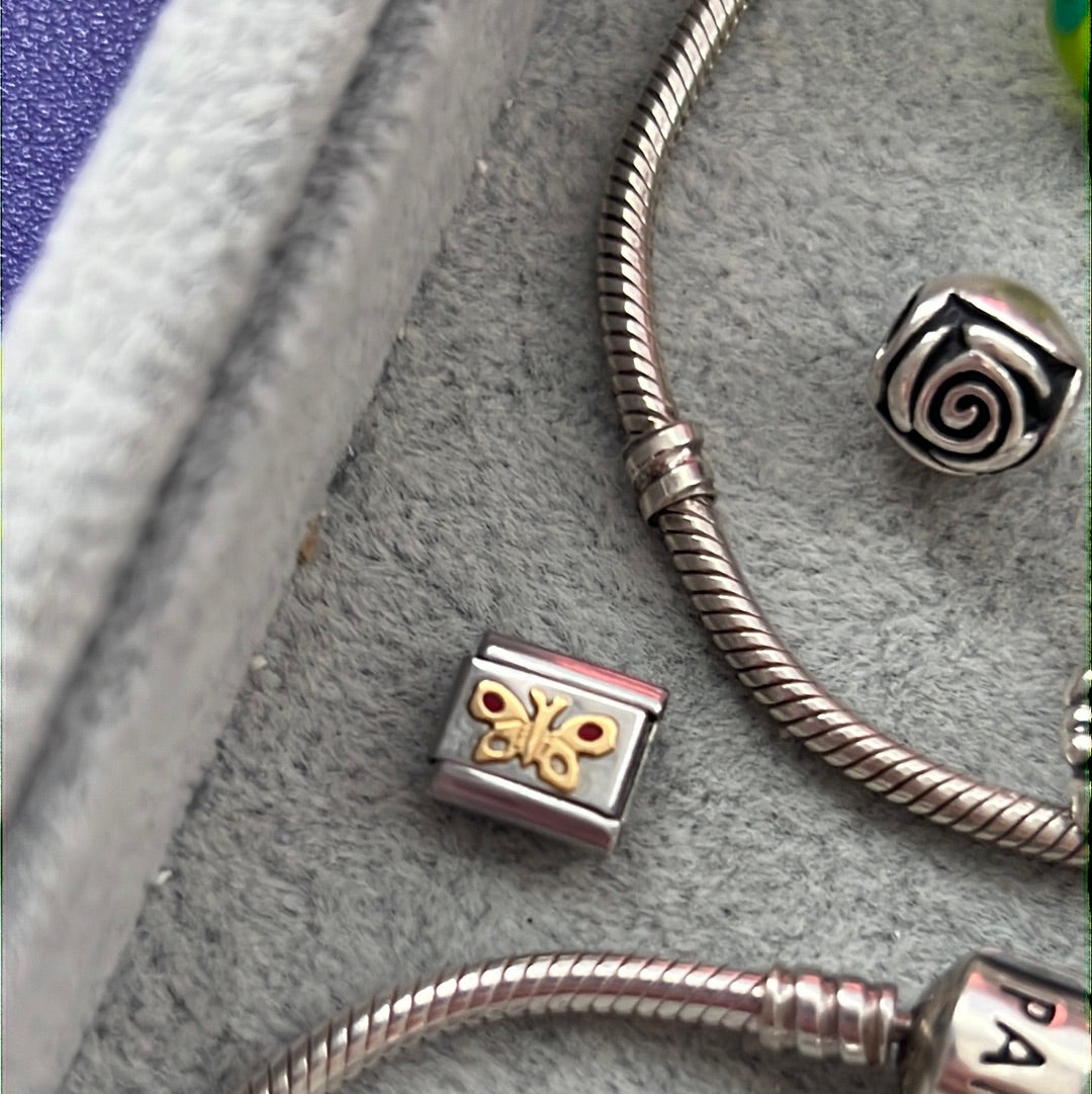 Genuine Nomination Silver Link Charm Two Tone Enamel Butterfly