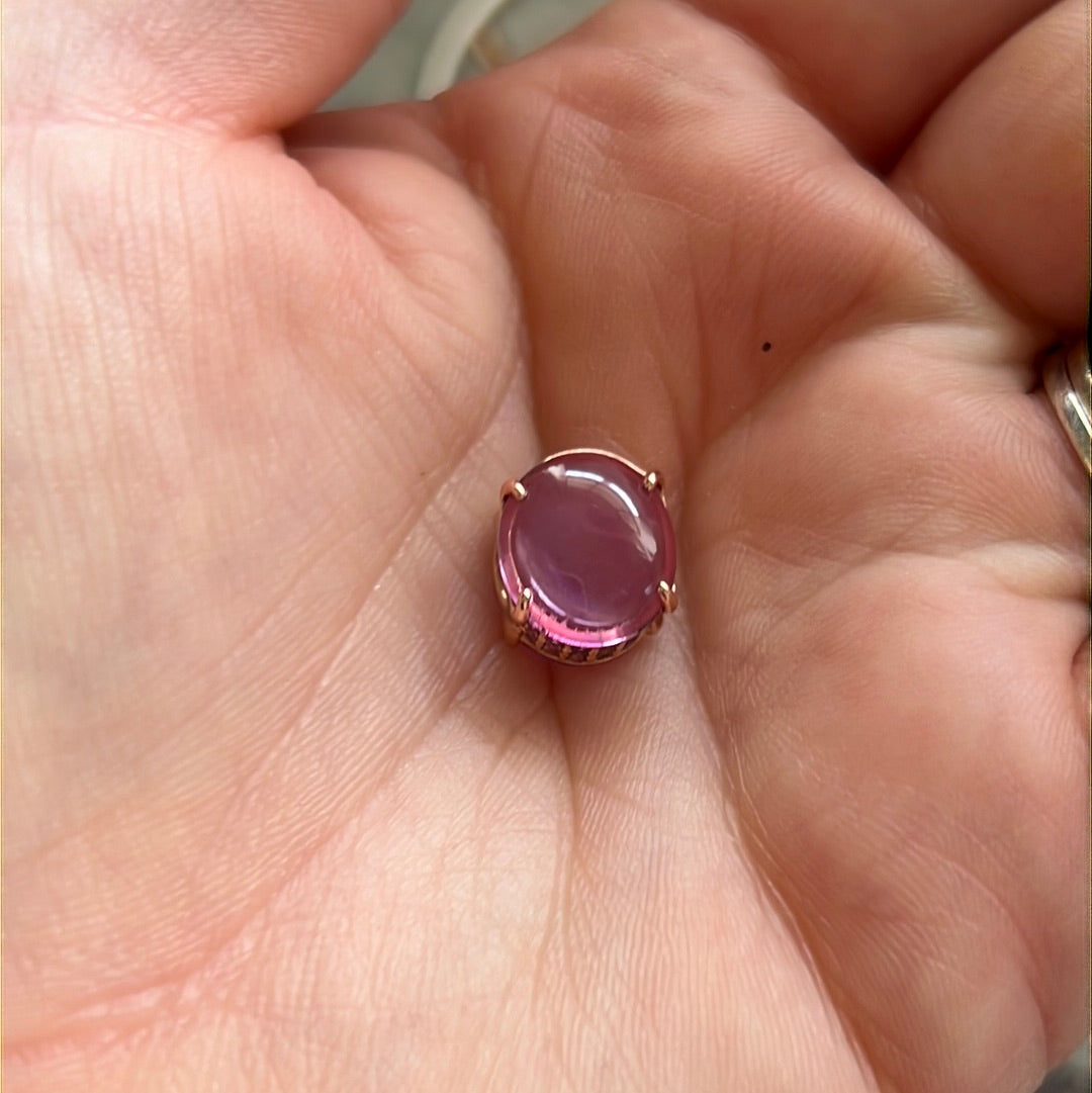 Genuine Pandora Rose Gold Beautiful New Pink Cabochon Pave Charm