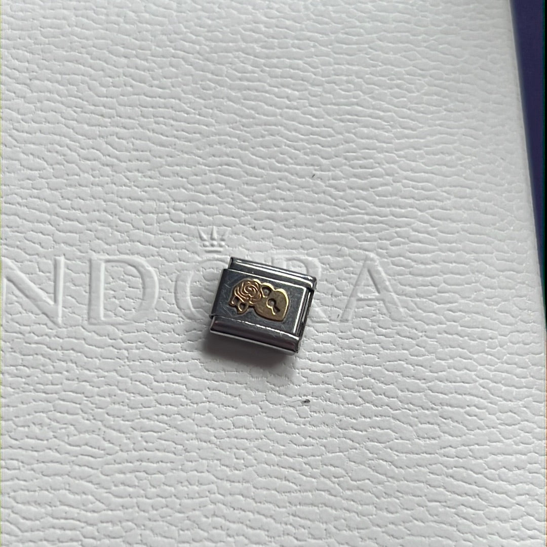 Genuine Nomination Silver Link Charm Two Tone Rose and Padlock