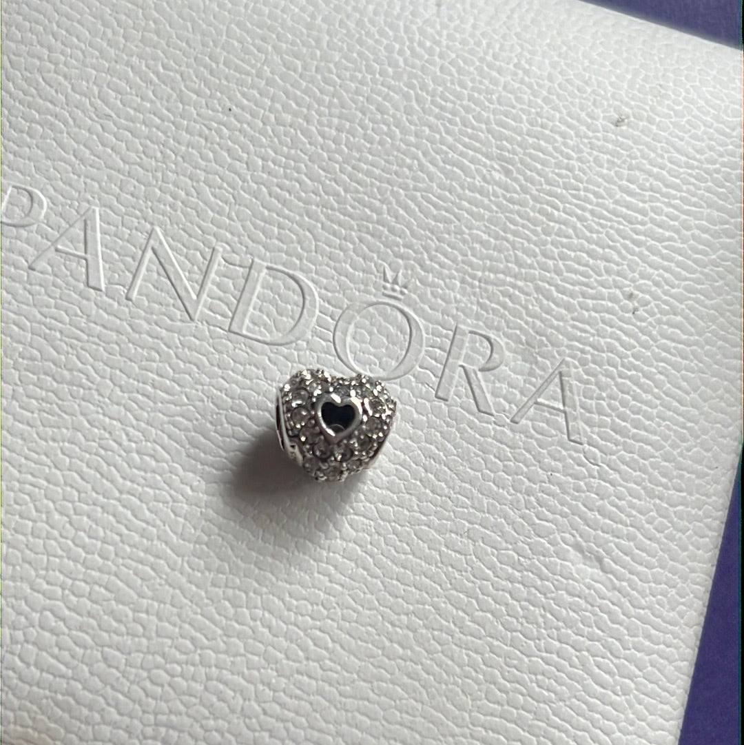 Genuine Chamilia Clear Sparkle Pave Heart Charm
