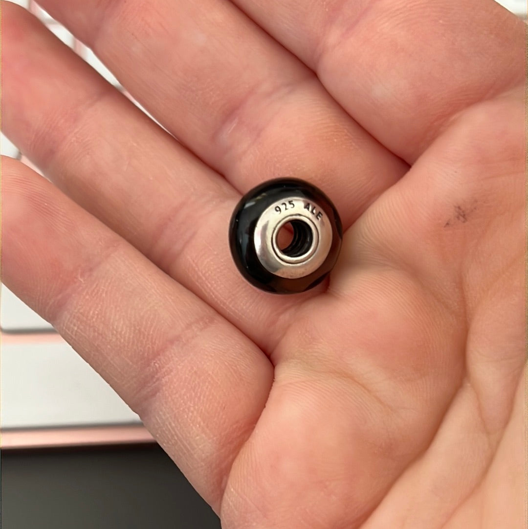 Genuine Pandora Black Heart Murano Charm
