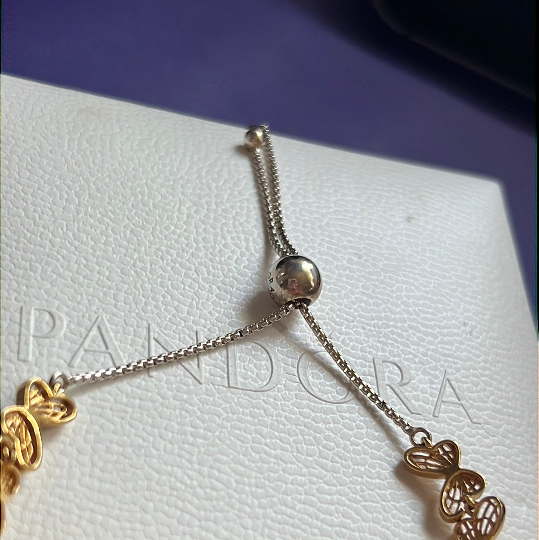 Genuine Pandora Shine Gold Butterfly Open Slider Tennis Bracelet
