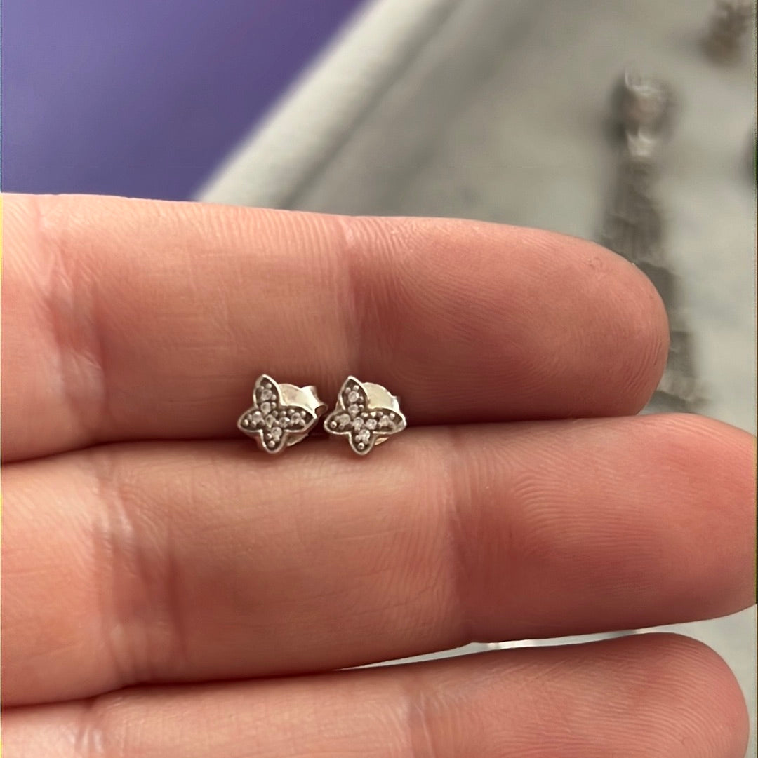 Genuine Pandora TINY Butterfly Pave Earrings Sparkle Studs