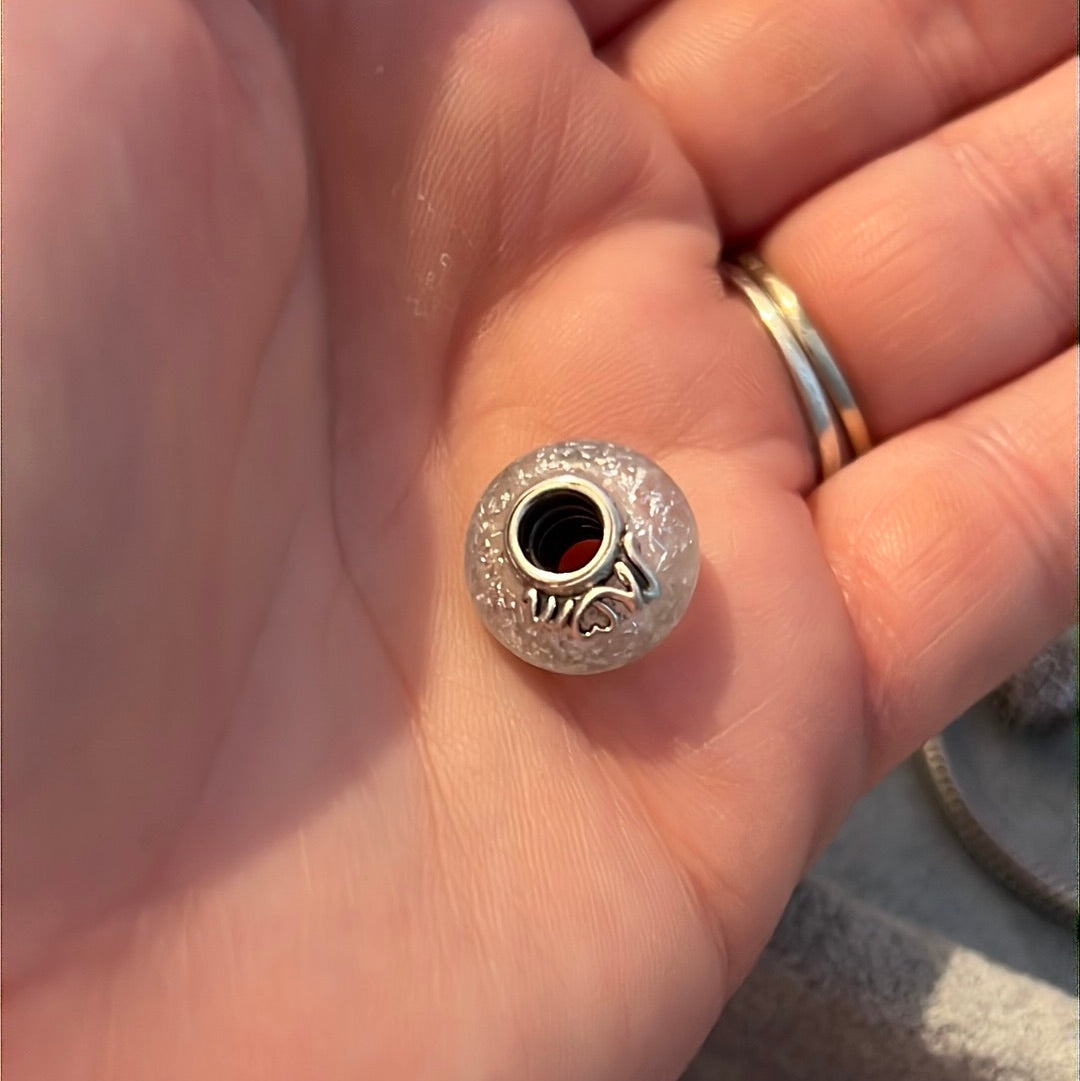 Genuine Pandora Mum & Love Glittery Matte Murano White Charm