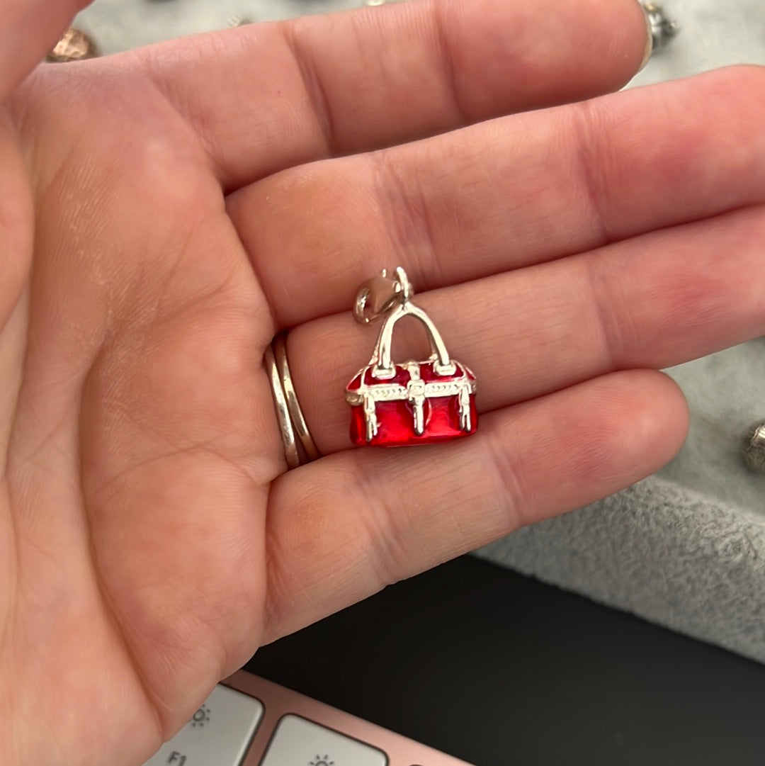 Genuine Thomas Sabo Red Enamel Enamel Handbag/ Purse Charm