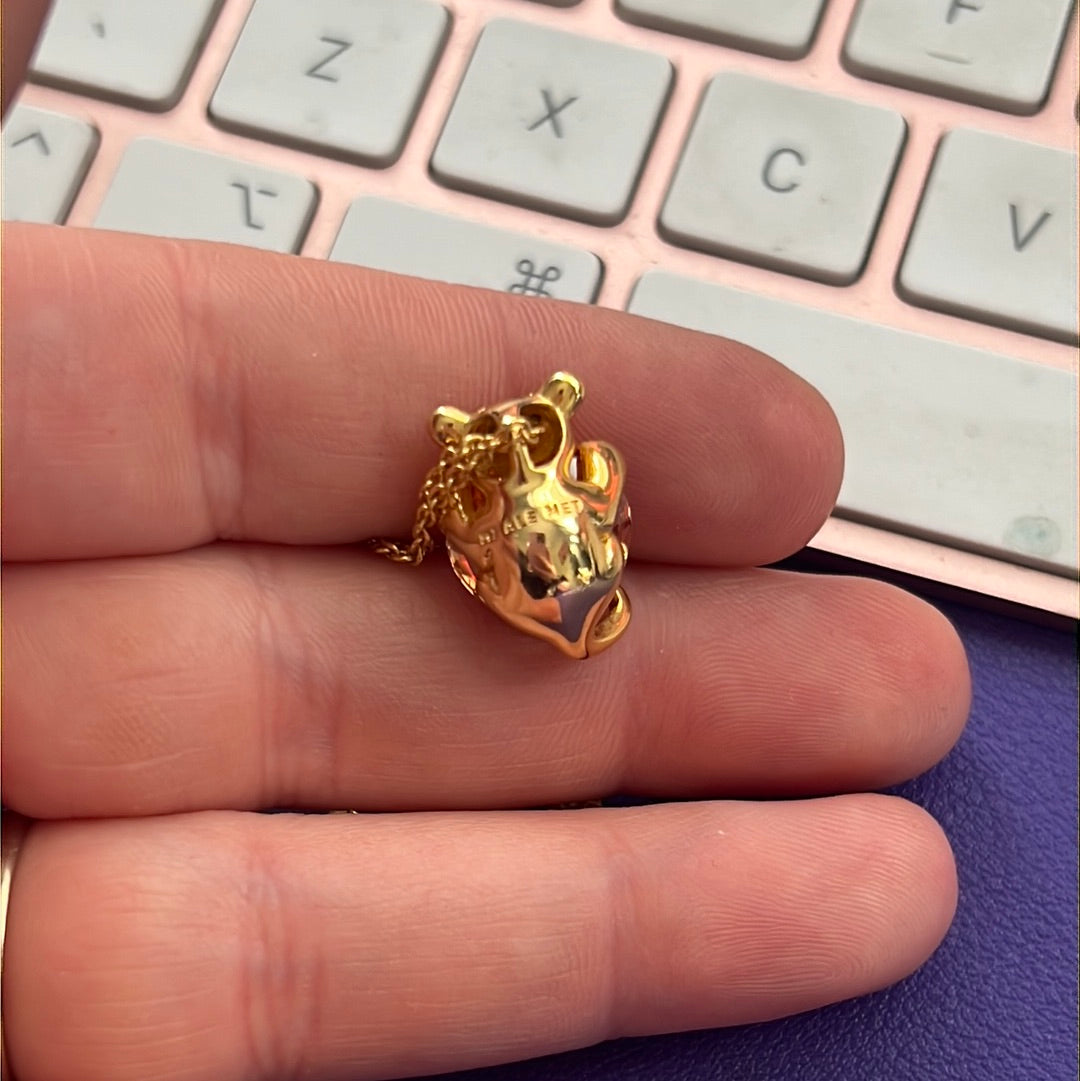 Genuine Pandora Shine Gold Disney Lioness Pave Necklace Holding Golden Heart Stone 50cm drop
