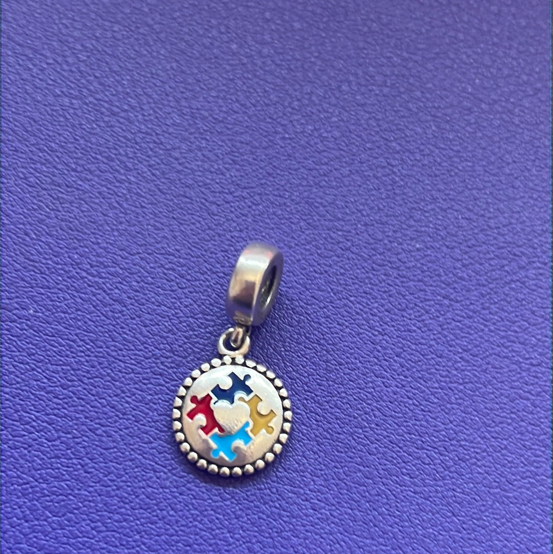 Genuine Pandora Autism Awareness Colour Enamel Puzzle Jigsaw Piece Dangle Charm