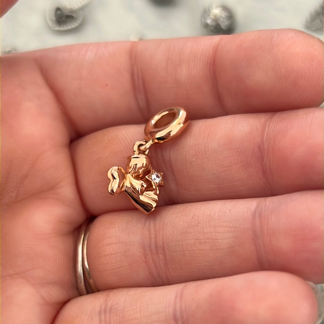 Genuine Pandora Rose Gold Winged Angel CZ Charm