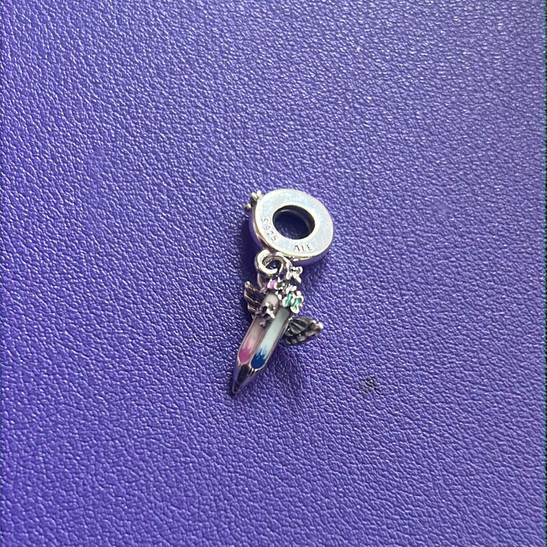 Genuine Pandora Dreams of the Future Enamel Crayon Dangle Charm 'Supporting Young Voices'