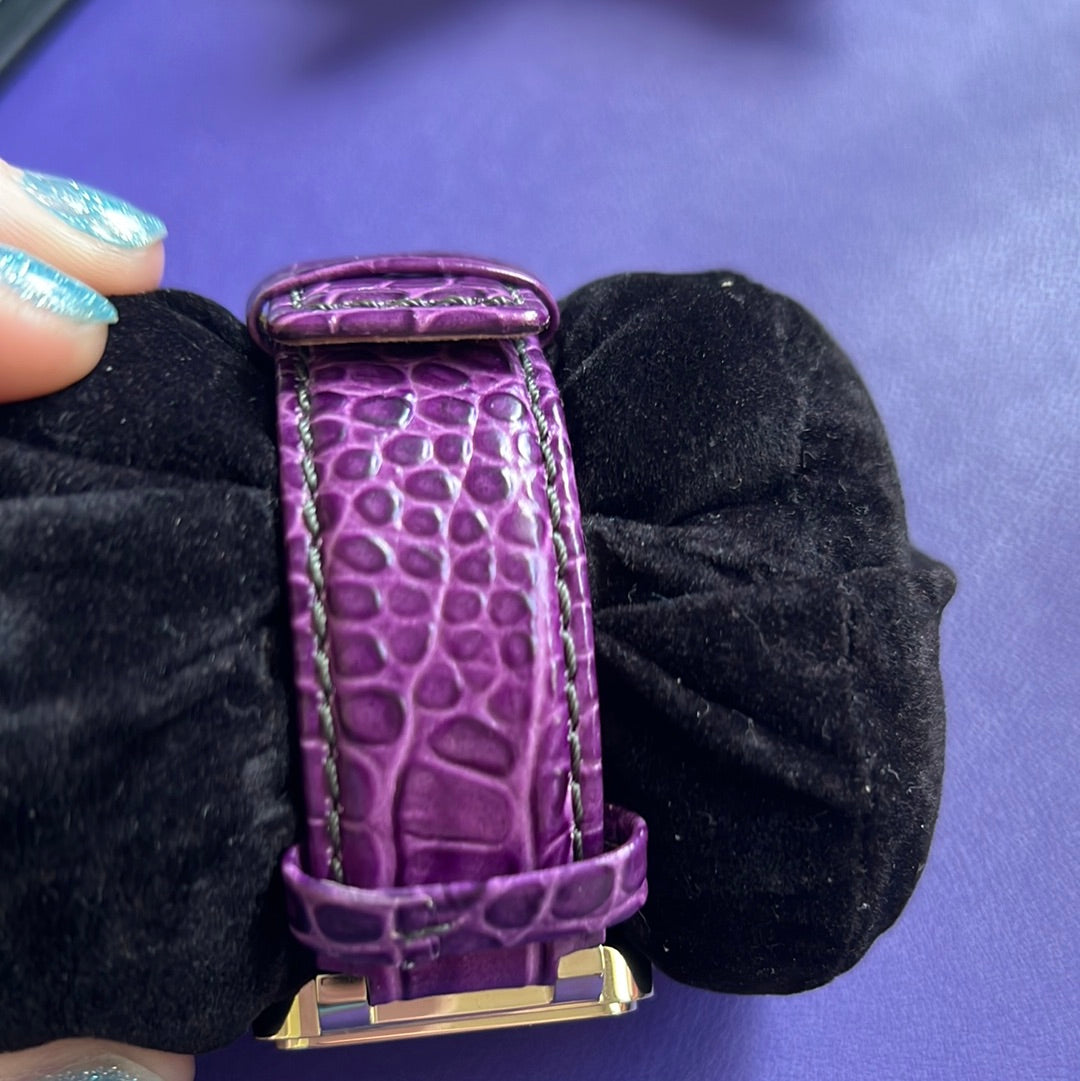 Genuine Pandora Gold Hardware Watch with Purple Leather Strap Perfect
