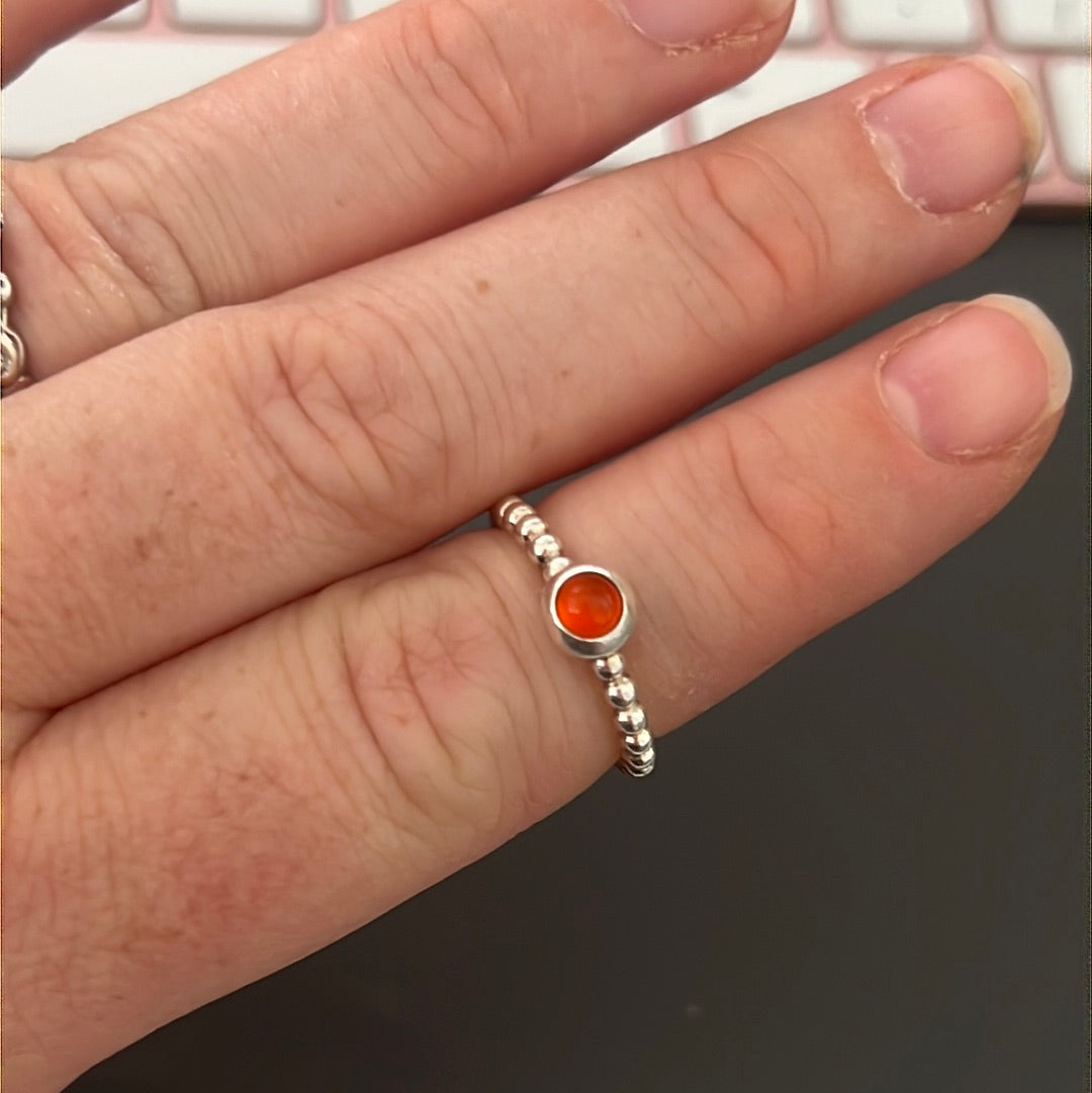 Genuine Pandora Orange Carnelian Rare HTF Beaded Ring 55
