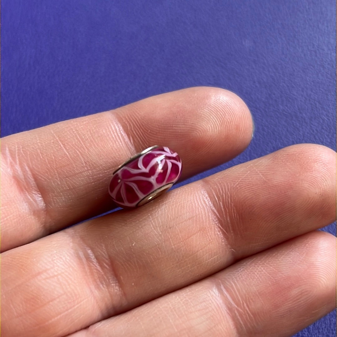 Genuine Chamilia Pink Glass Murano With Light Pink Swirl Charm