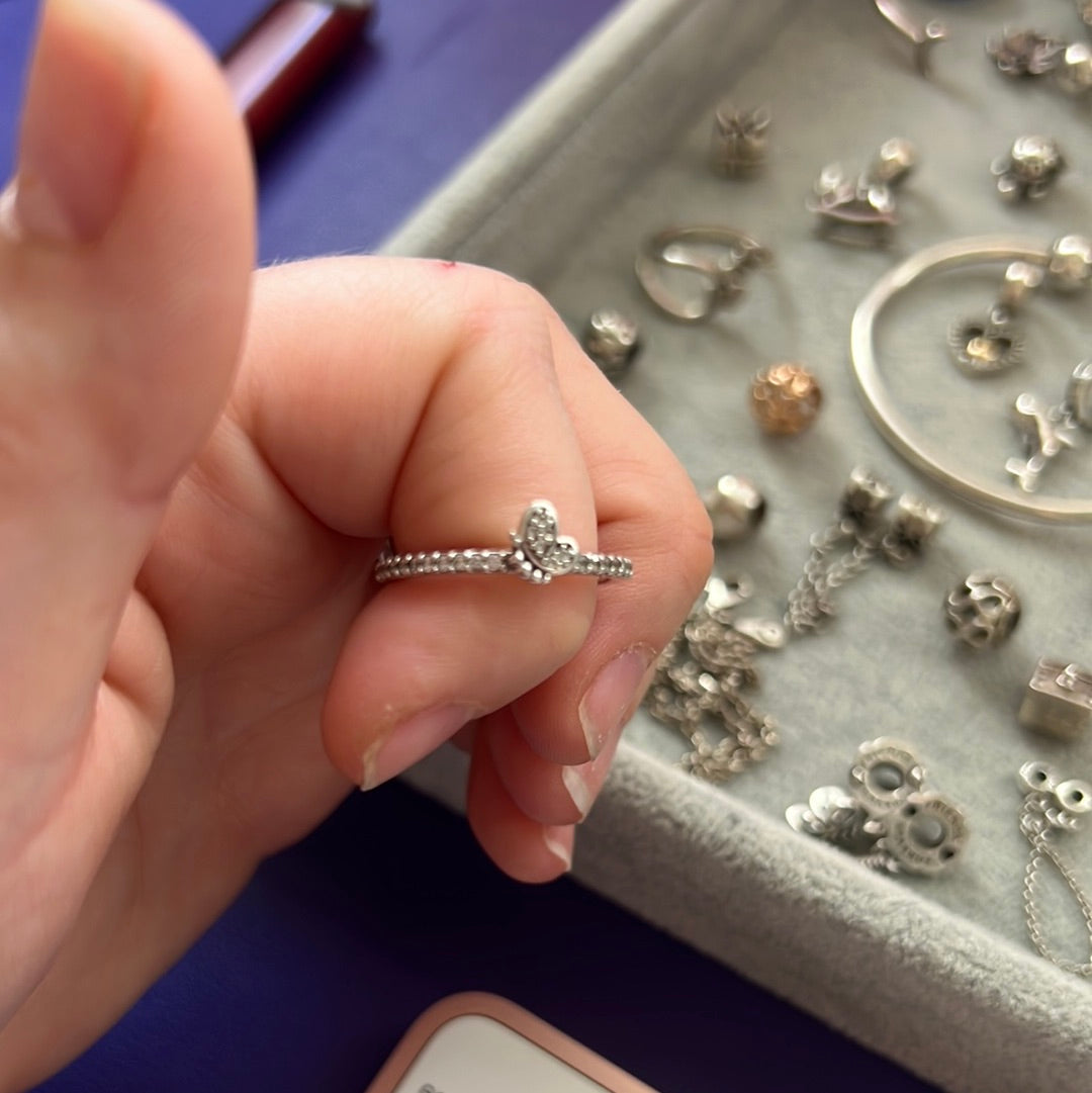 Genuine Pandora Half Pave Butterfly Sparkle Pave Ring 58