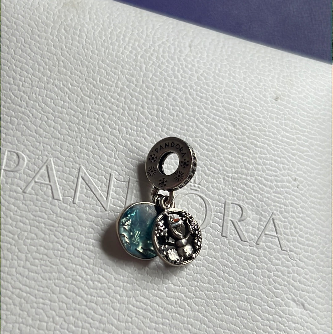 Genuine Pandora Frozen Charm Disney Olaf Enamel Xmas Dangle Christmas Charm