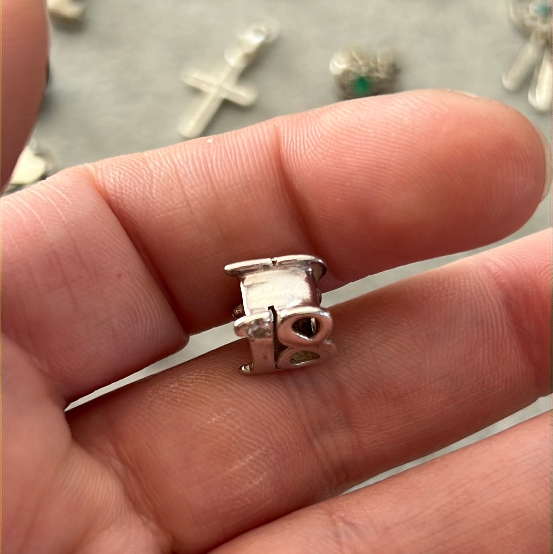 Sterling Silver 18th 18 Birthday CZ Charm