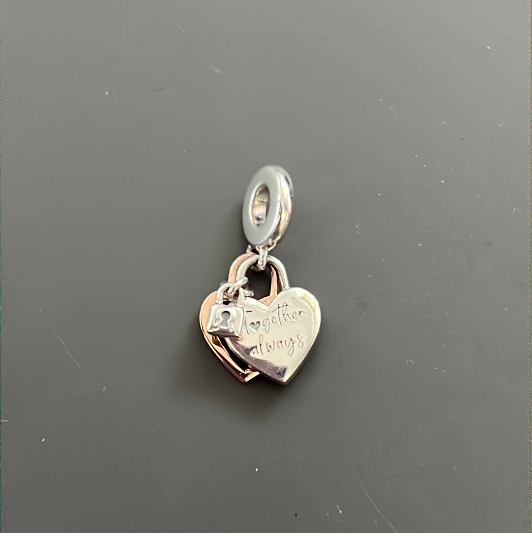 Genuine Pandora Together Always Pave Padlock Rose Gold Dangle Charm