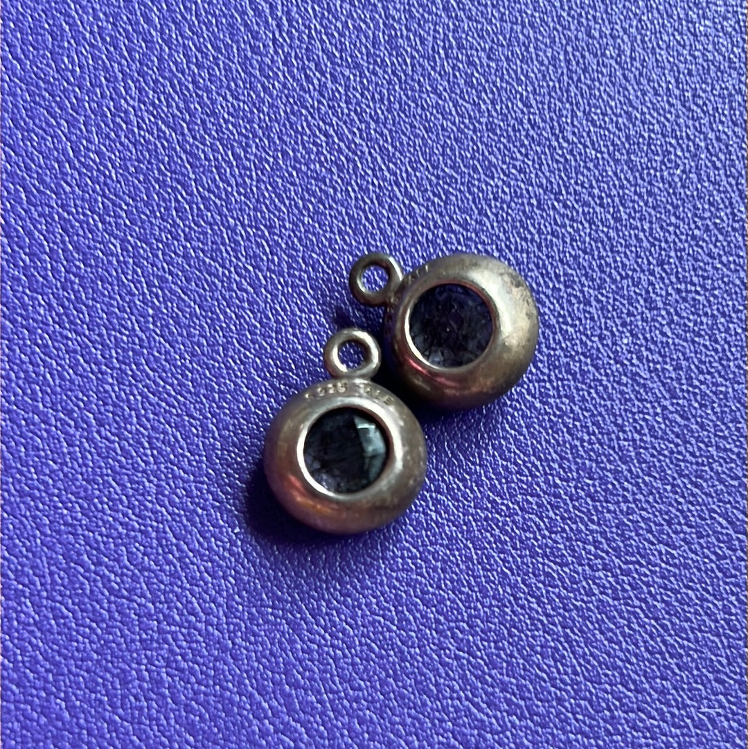 Genuine Pandora Retired Dark Enchantment Black Rutilite Compose Earrings Charm