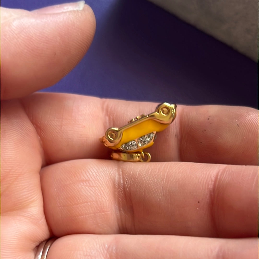 Artlinea 18ct Gold  Yellow Enamel Pave  Beetle Travel Charm Car