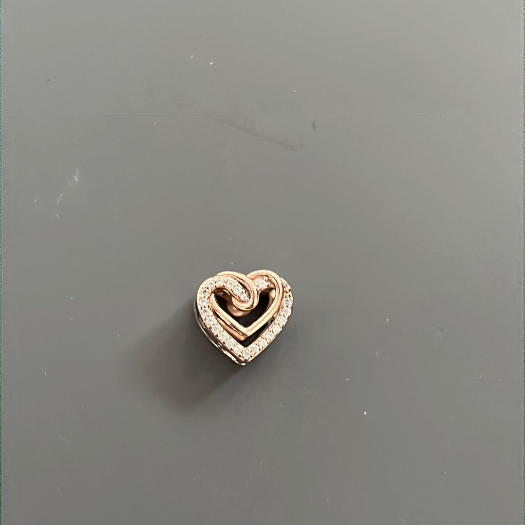 Genuine Rose Gold Pandora Sparkling Entwined Heats Pave Charm