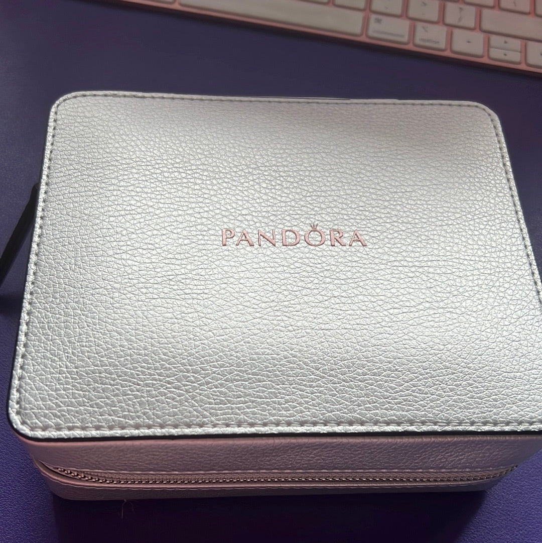 Genuine Pandora Small Sized Silver Jewellery Box With Travel items