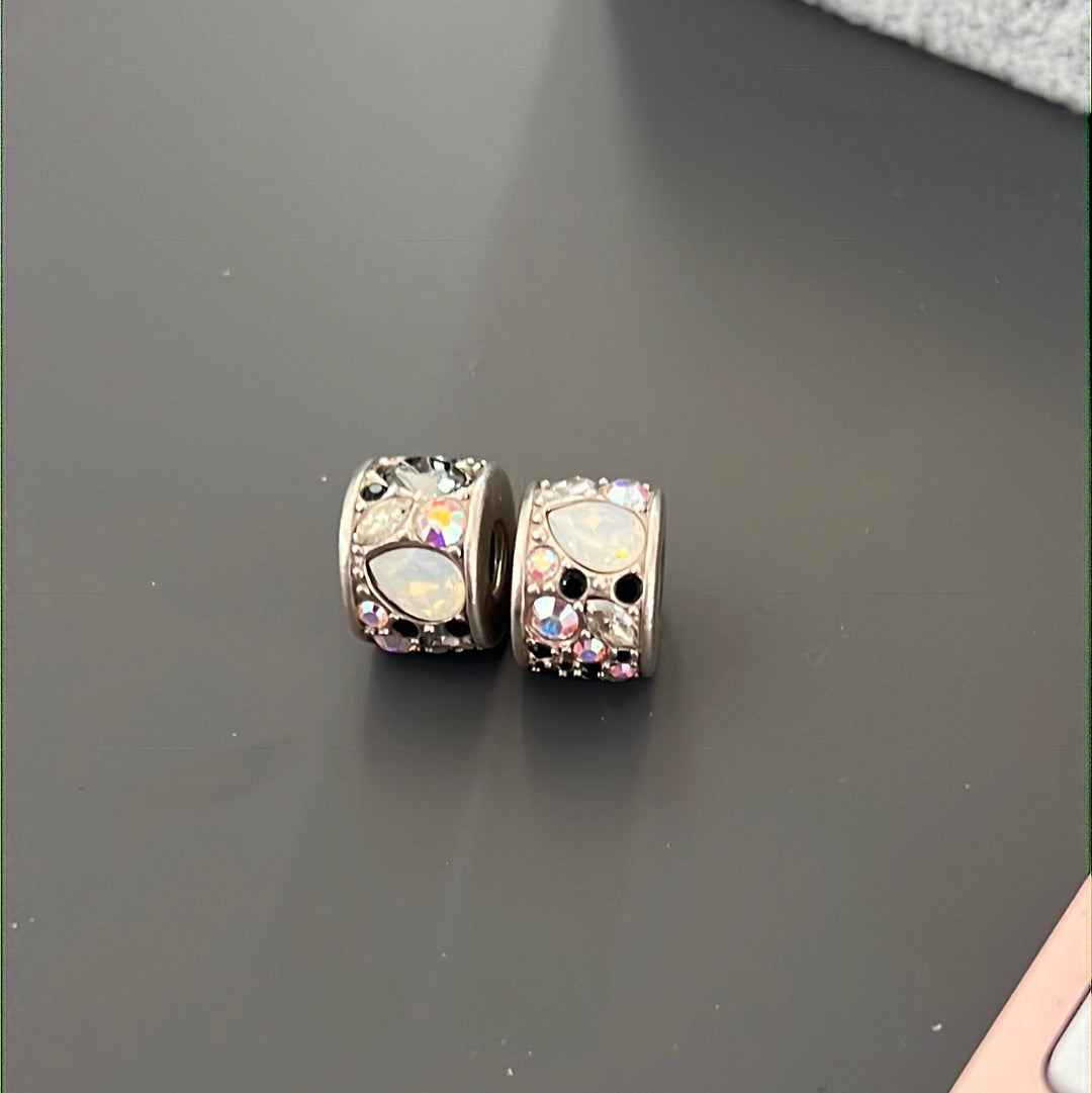 Genuine Chamilia Pair of Opal Teardrop Pave Large Charms x1